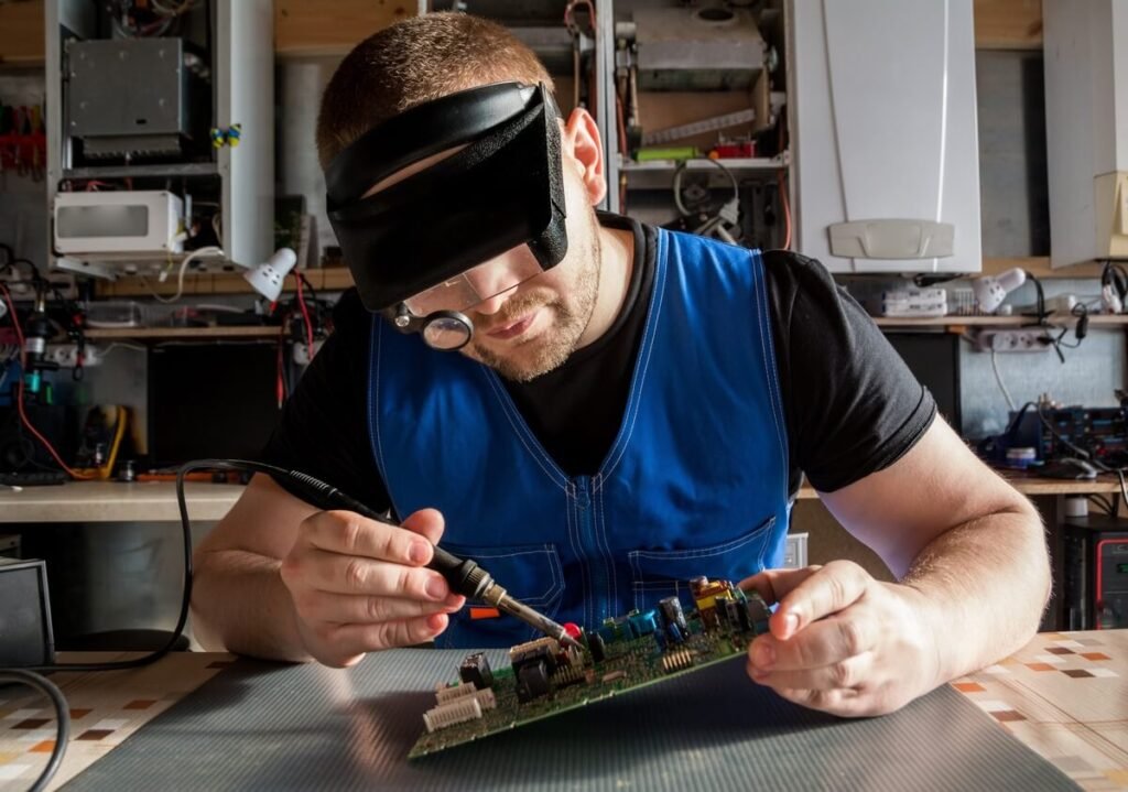 Electronics Engineer Soldering PCB