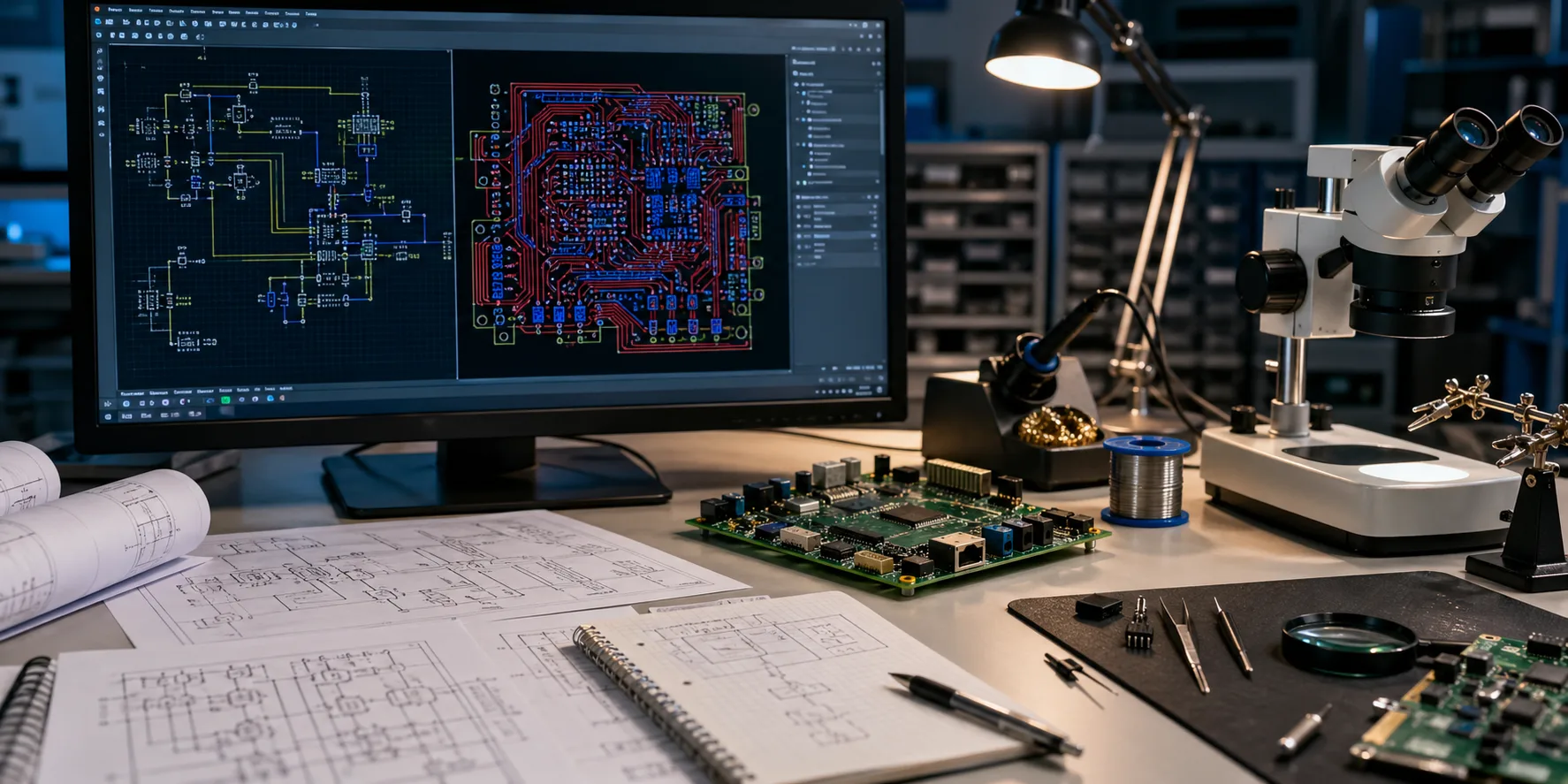Circuit board design process from schematic to assembled PCB prototype